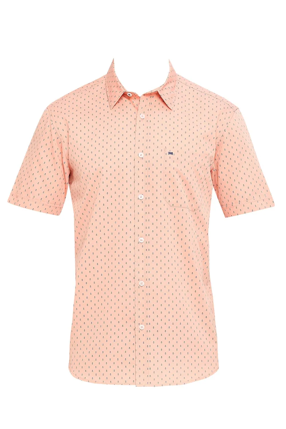 Slim Fit Cotton Polyester Cavalry Printed Halfsleeves Shirt