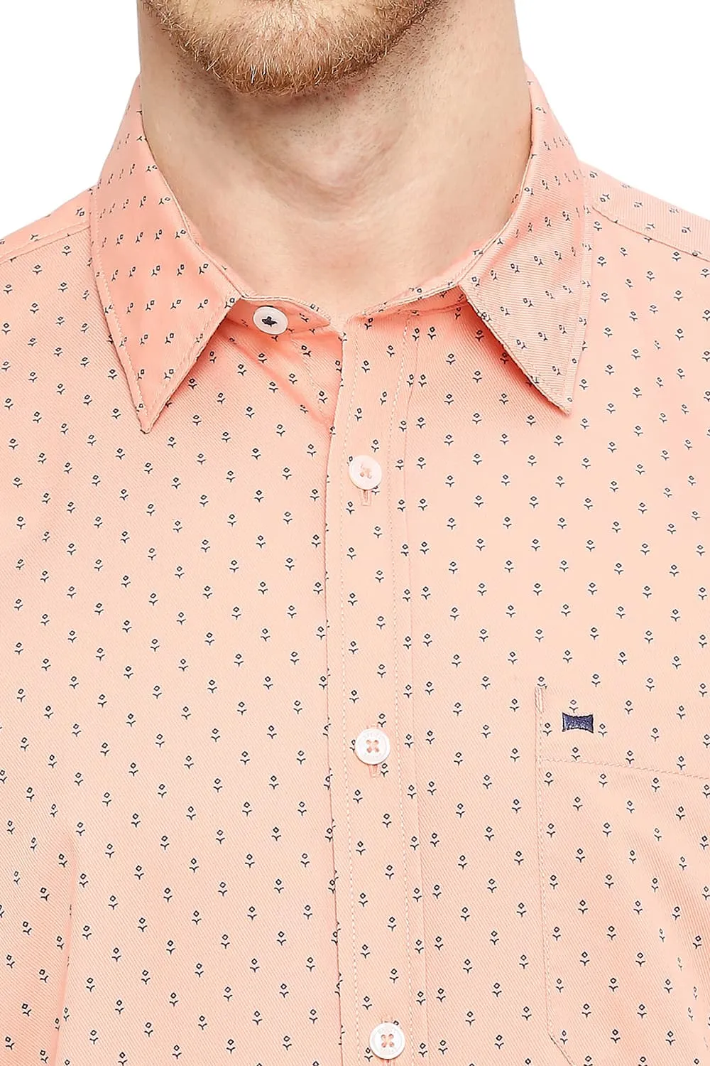 Slim Fit Cotton Polyester Cavalry Printed Halfsleeves Shirt