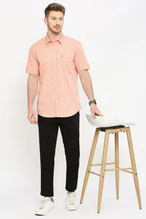 Slim Fit Cotton Polyester Cavalry Printed Halfsleeves Shirt