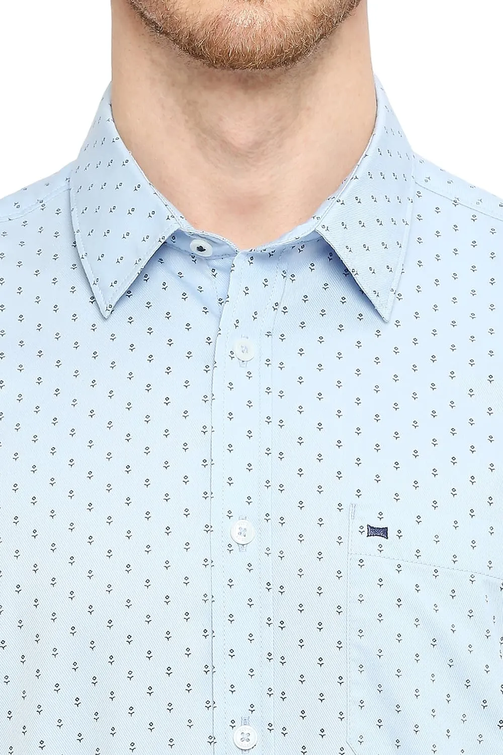 Slim Fit Cotton Polyester Cavalry Printed Halfsleeves Shirt