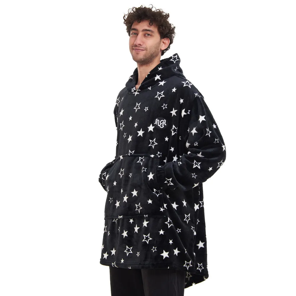 Snuggs Blanket Hoodie Black Stars