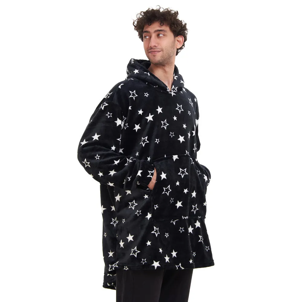 Snuggs Blanket Hoodie Black Stars