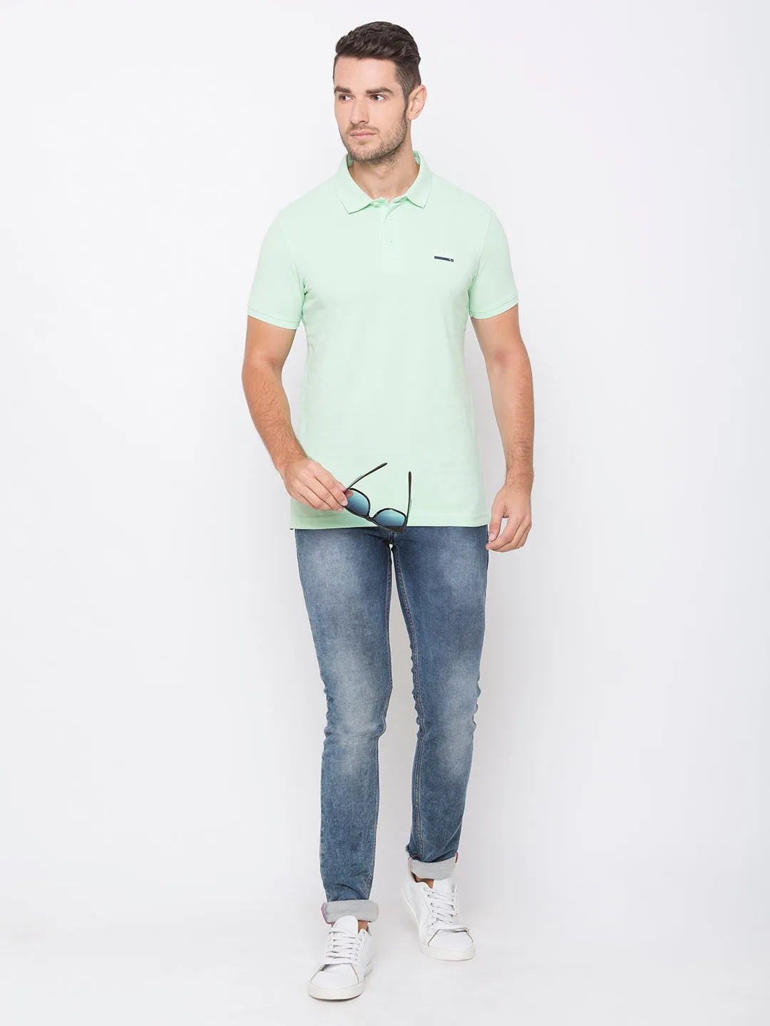Spykar Men Green Cotton Activewear T-Shirt