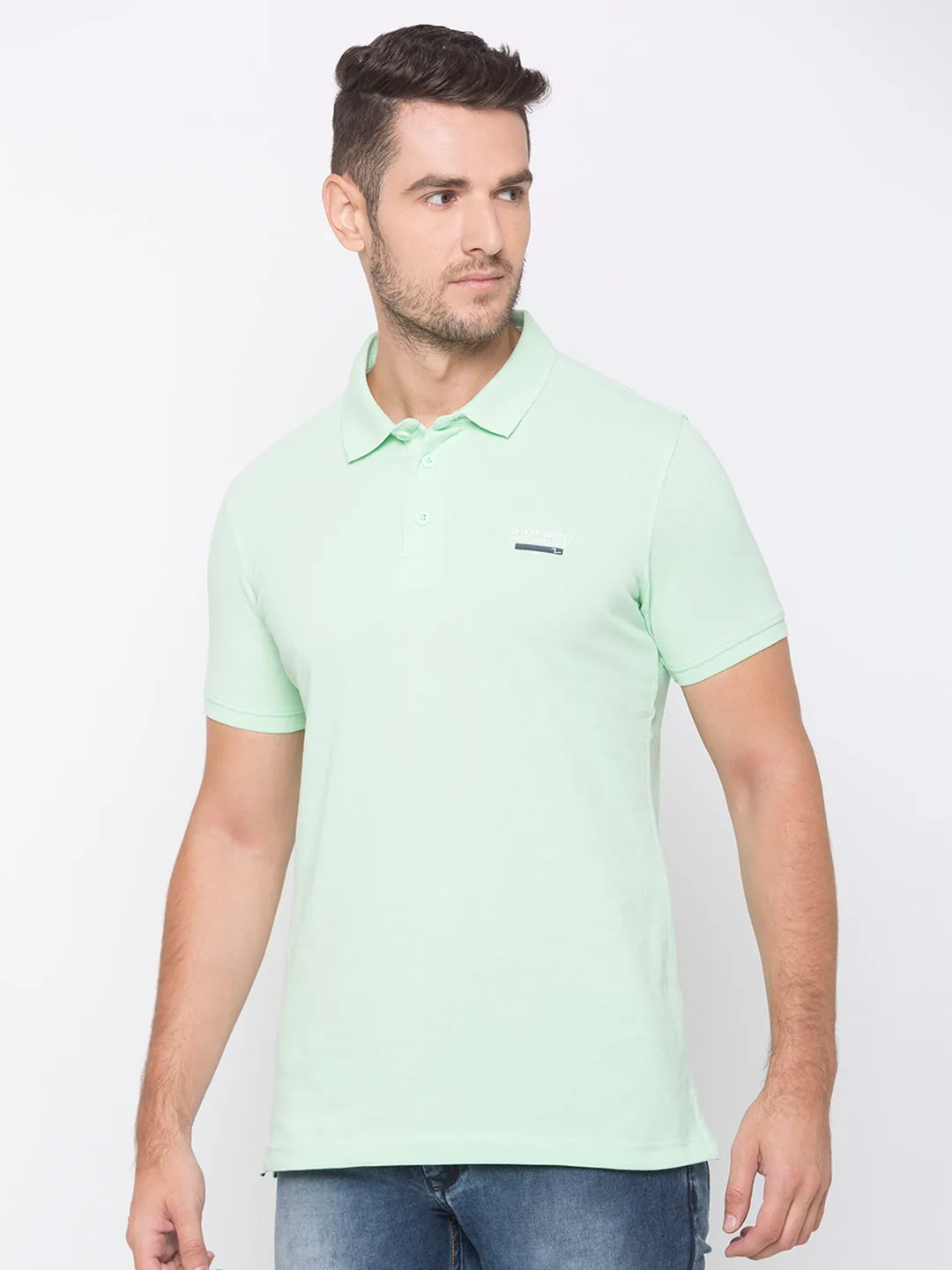 Spykar Men Green Cotton Activewear T-Shirt