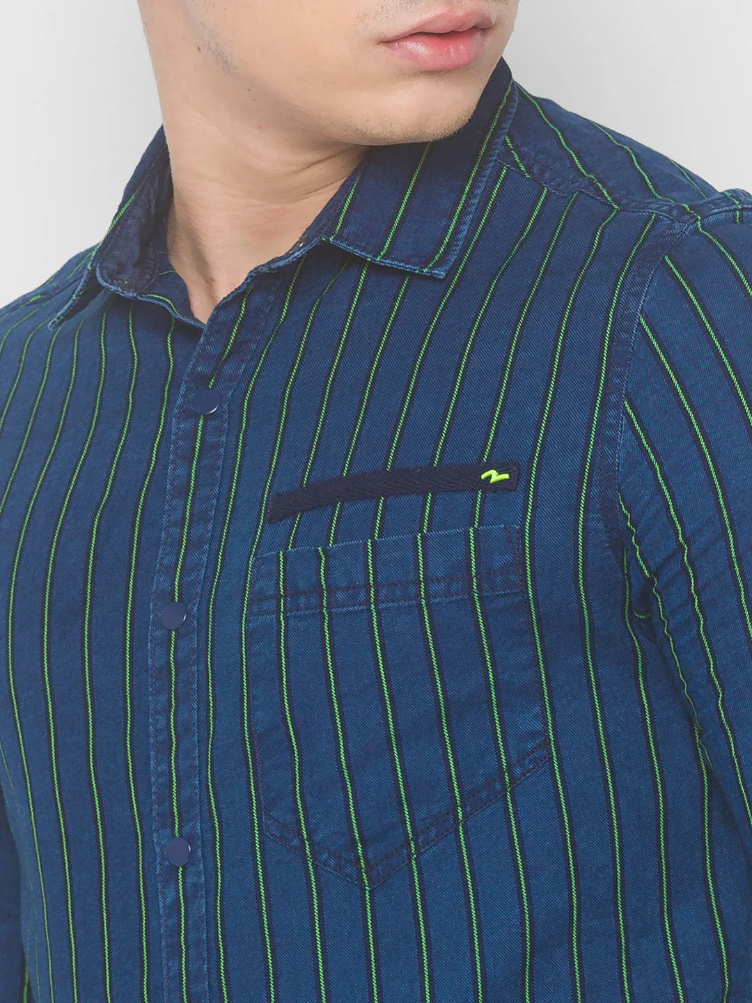 Spykar Men Neon Green Cotton Slim Fit Shirt