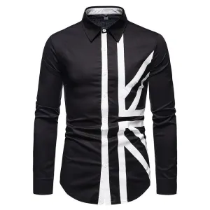 Stylish Hollow European-Style Men's Long-Sleeved Denim Shirt with Trendy Stitching