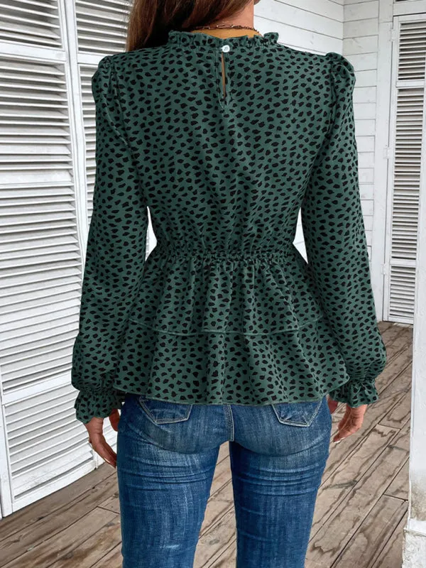 TEEK - Mid-Collar Long-Sleeved Ruffle Shirt