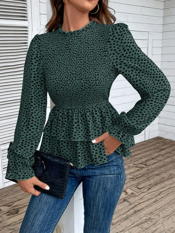 TEEK - Mid-Collar Long-Sleeved Ruffle Shirt