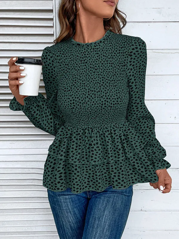 TEEK - Mid-Collar Long-Sleeved Ruffle Shirt