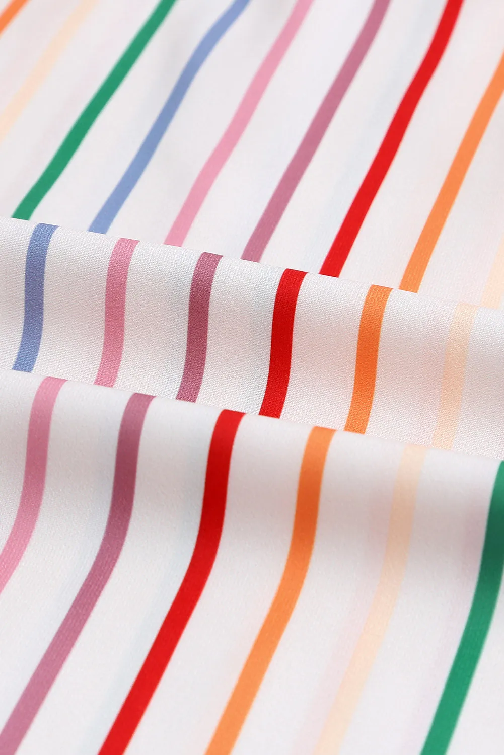 TEEK - Rainbow Striped Cap Sleeve Blouse
