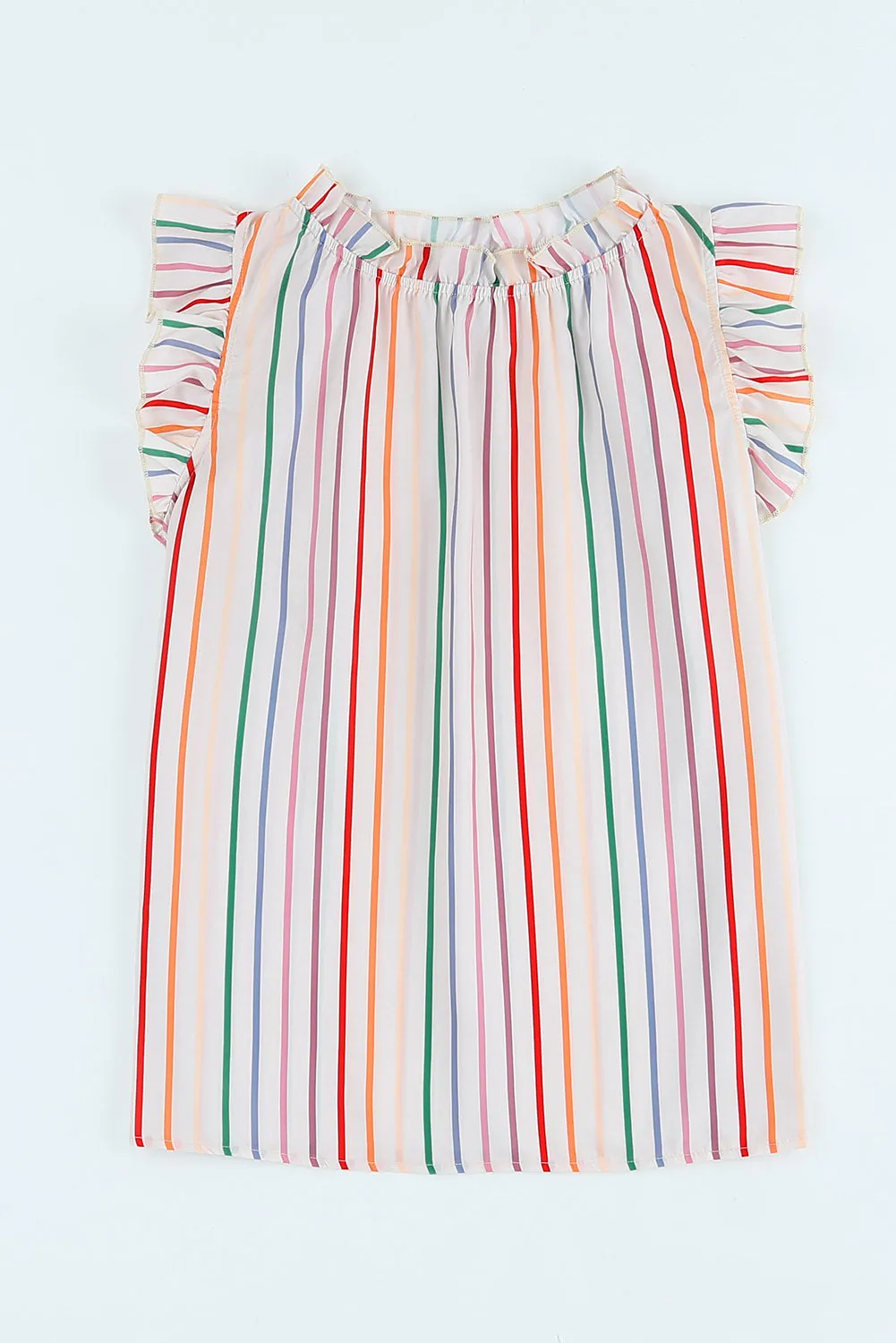 TEEK - Rainbow Striped Cap Sleeve Blouse