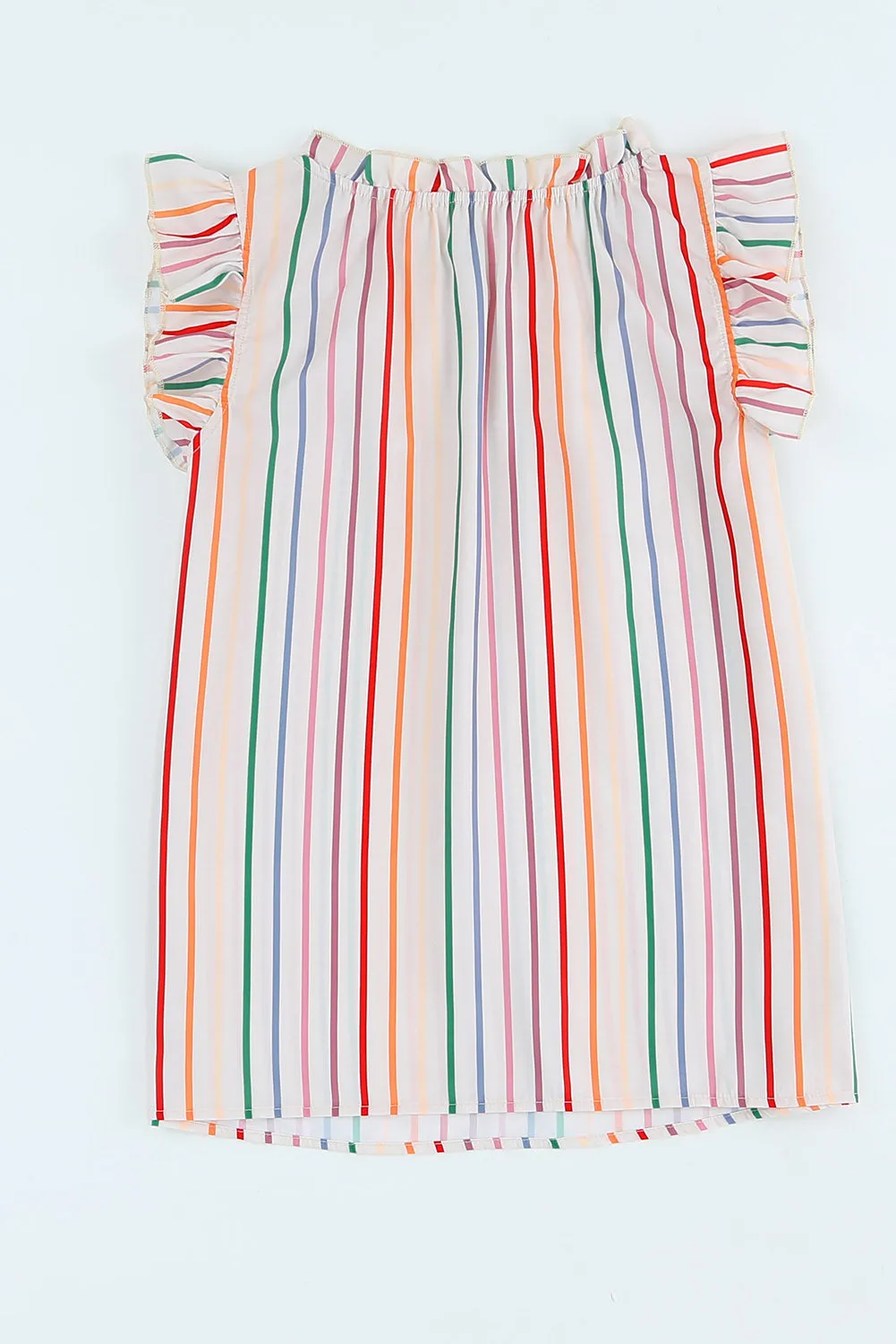 TEEK - Rainbow Striped Cap Sleeve Blouse