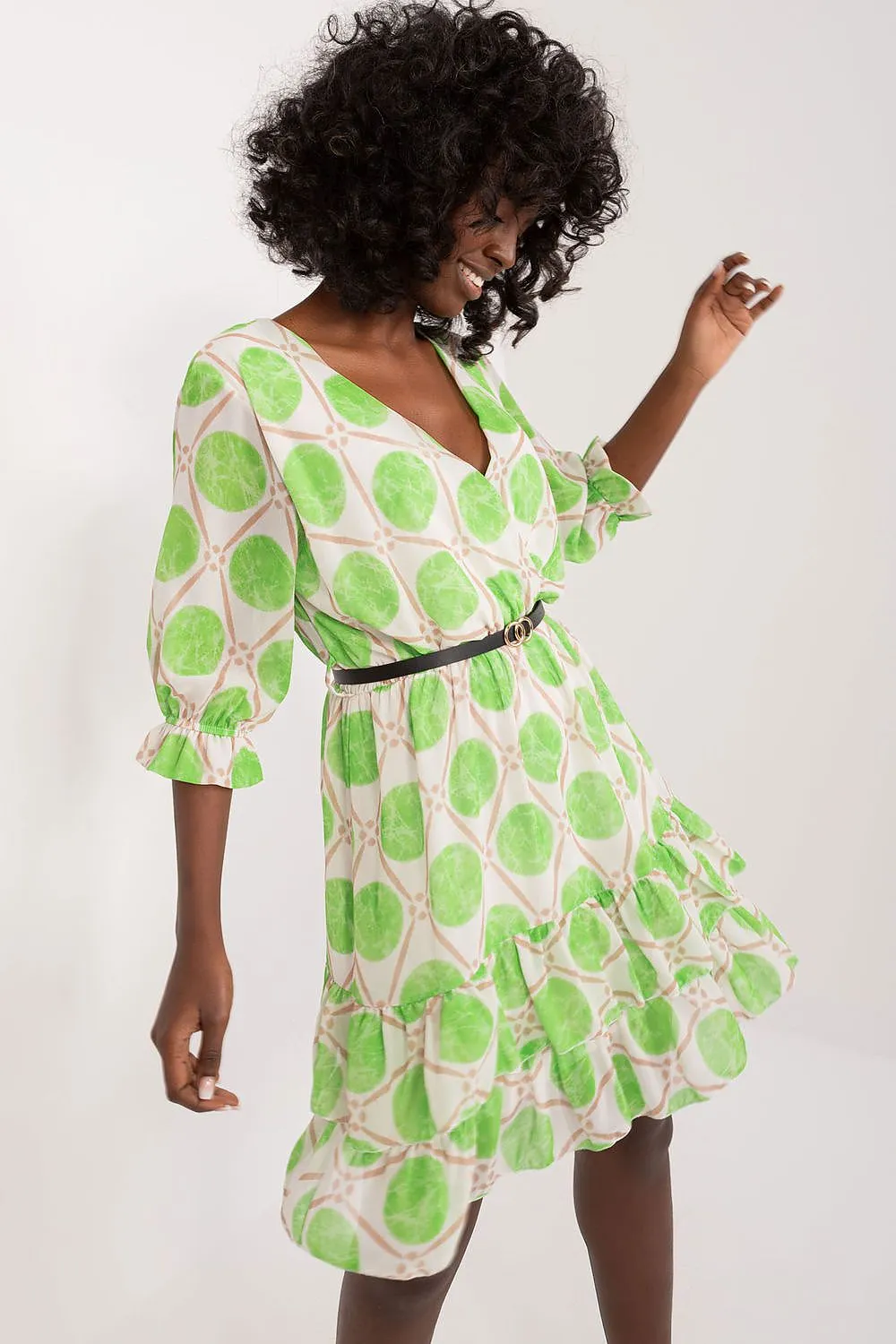 TEEK - Two Tiered Ruffle Belted Dress