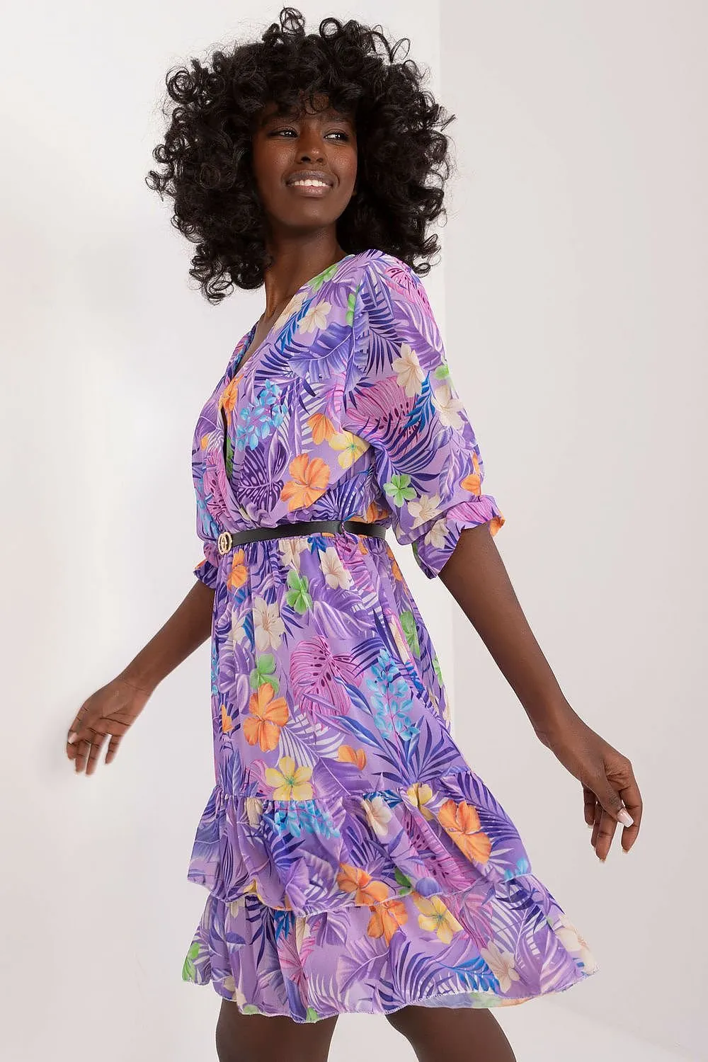 TEEK - Two Tiered Ruffle Belted Dress
