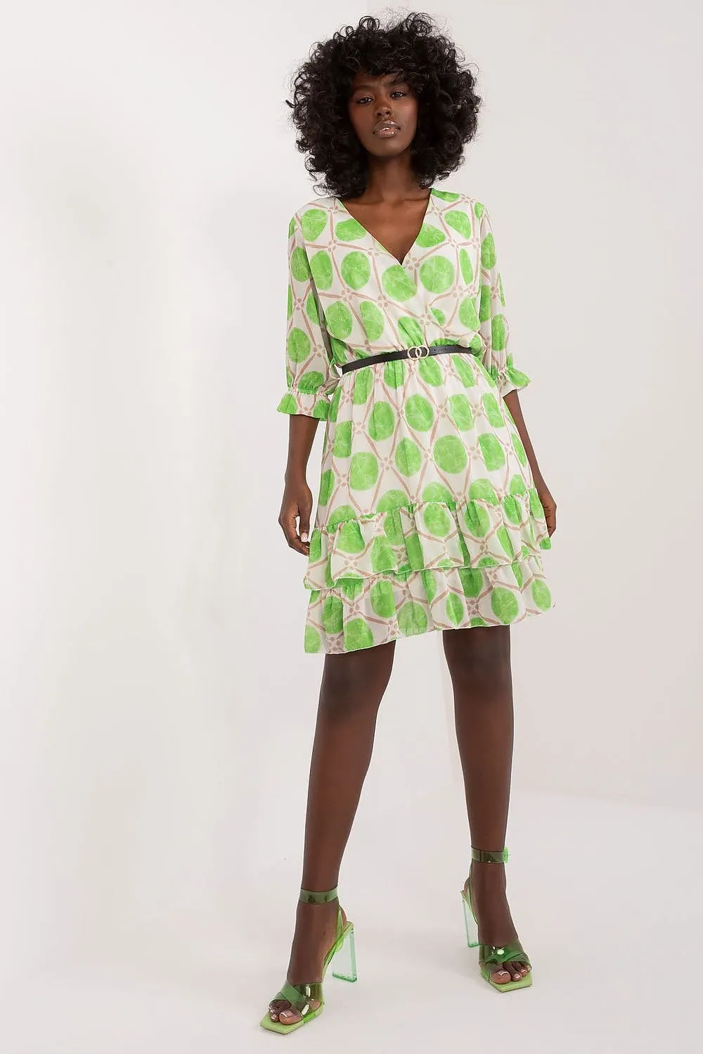 TEEK - Two Tiered Ruffle Belted Dress