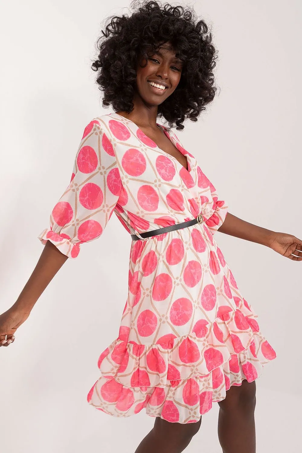 TEEK - Two Tiered Ruffle Belted Dress