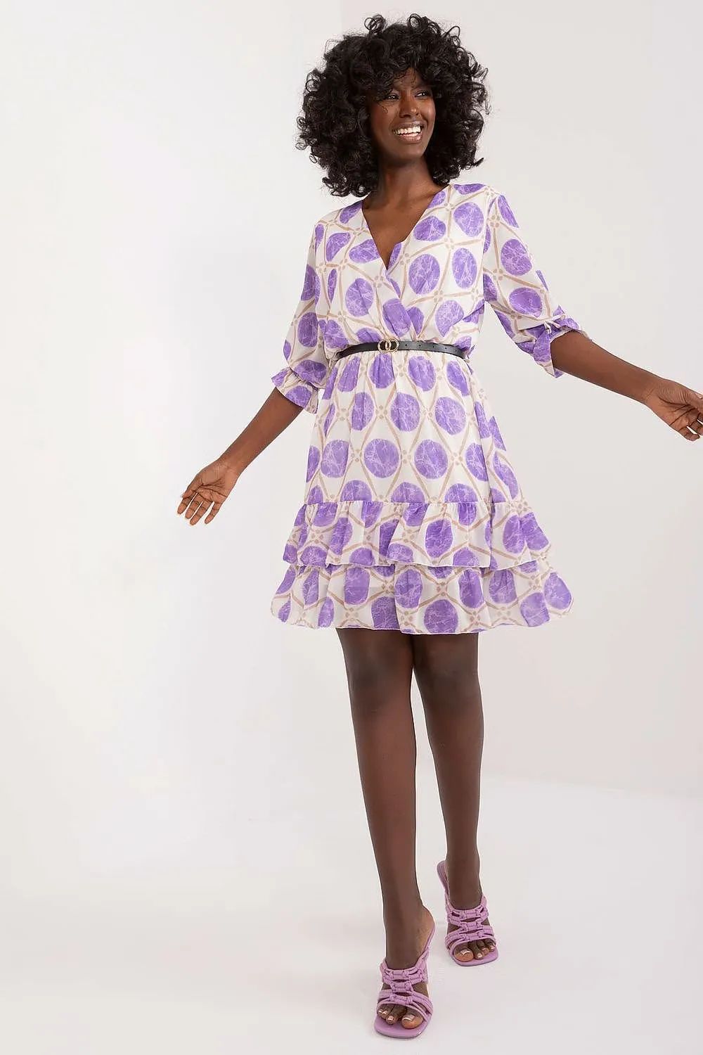 TEEK - Two Tiered Ruffle Belted Dress