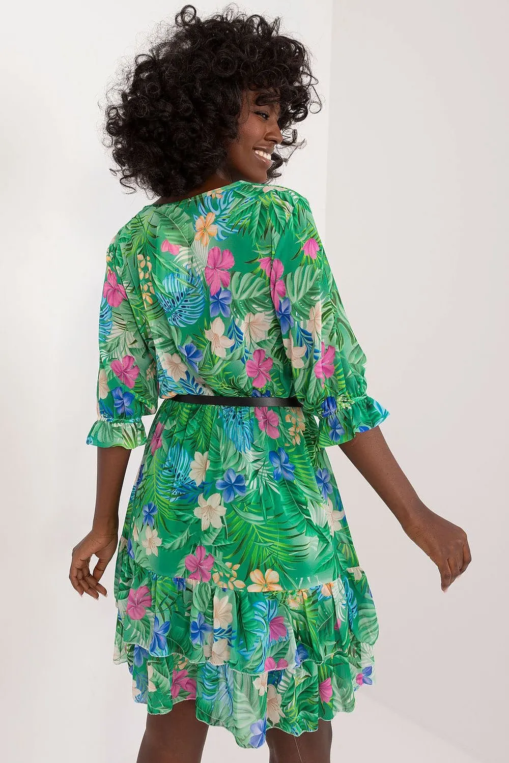 TEEK - Two Tiered Ruffle Belted Dress