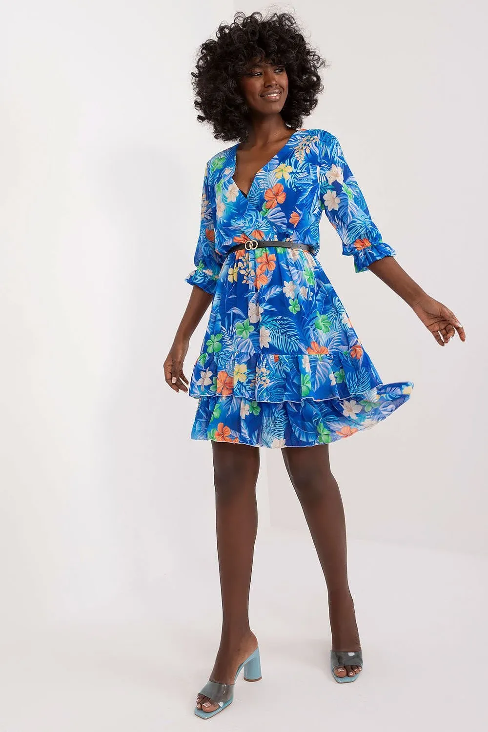 TEEK - Two Tiered Ruffle Belted Dress