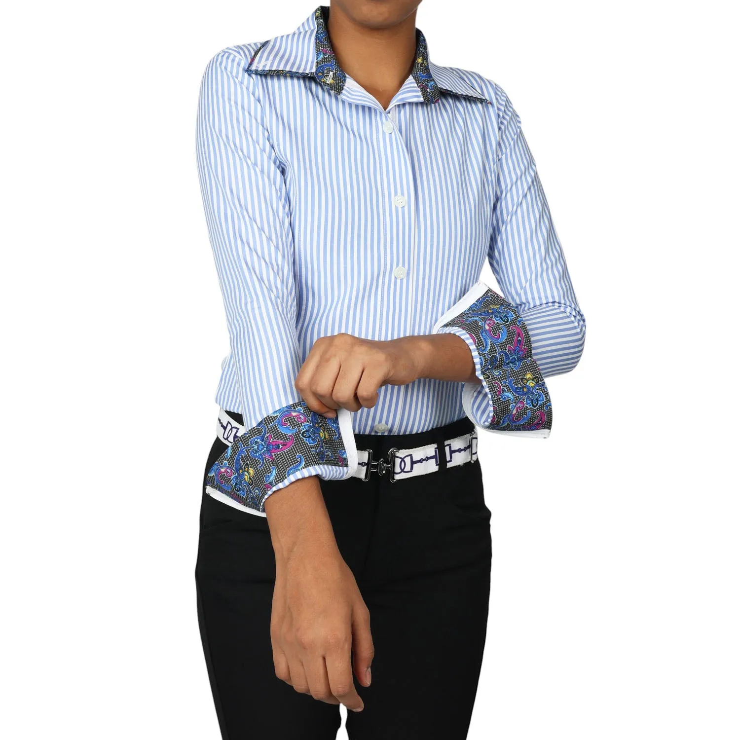 TuffRider Girls ADEY Double Collar Stripe Shirt
