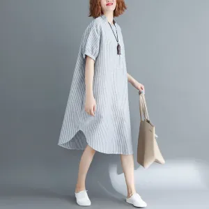 Vintage Striped Oversized Shirt Dress