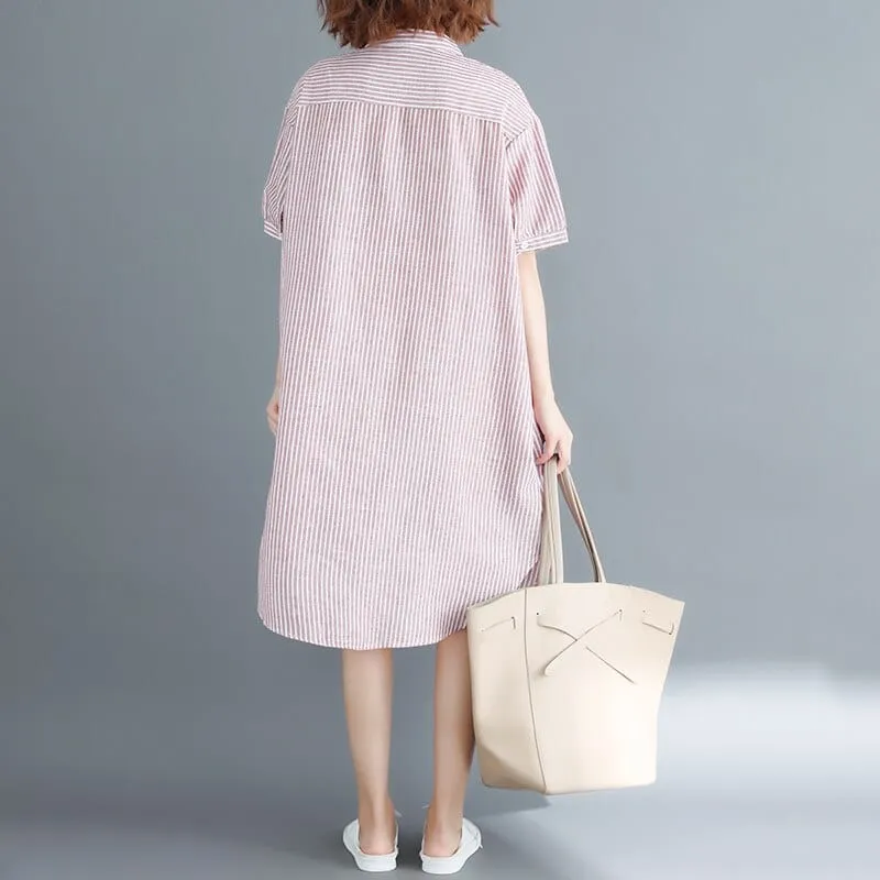 Vintage Striped Oversized Shirt Dress