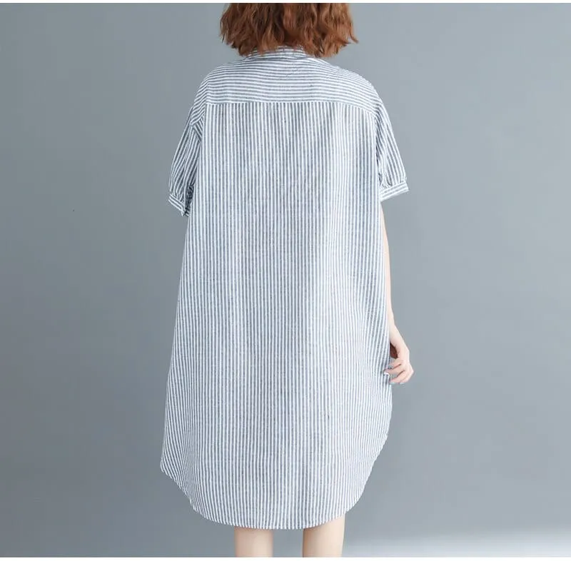 Vintage Striped Oversized Shirt Dress
