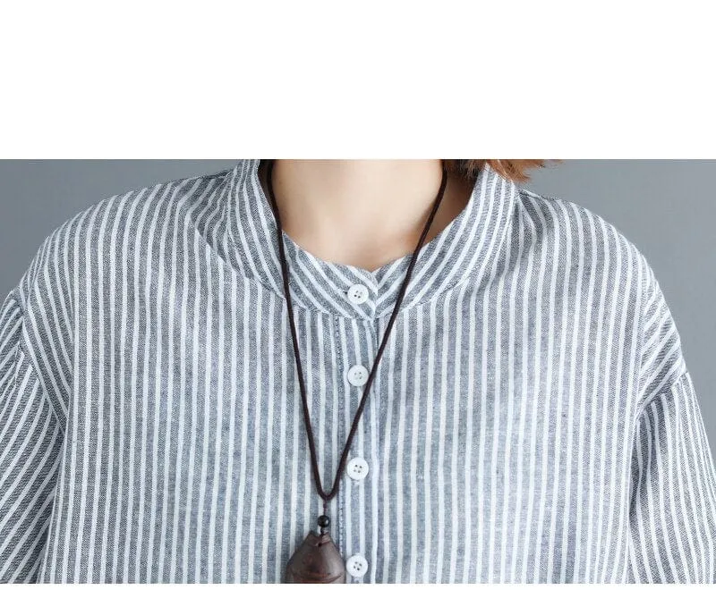 Vintage Striped Oversized Shirt Dress