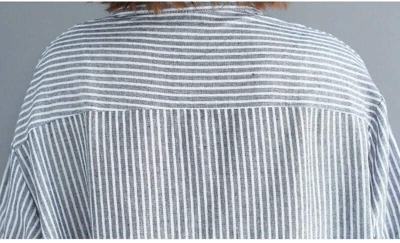 Vintage Striped Oversized Shirt Dress