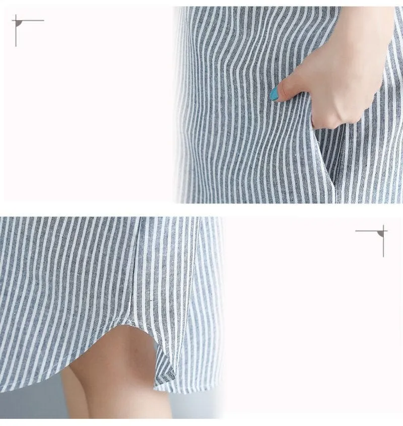 Vintage Striped Oversized Shirt Dress