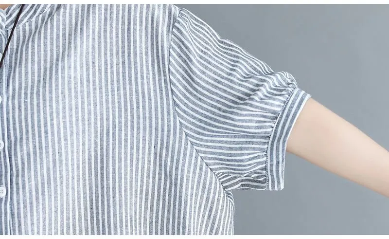 Vintage Striped Oversized Shirt Dress