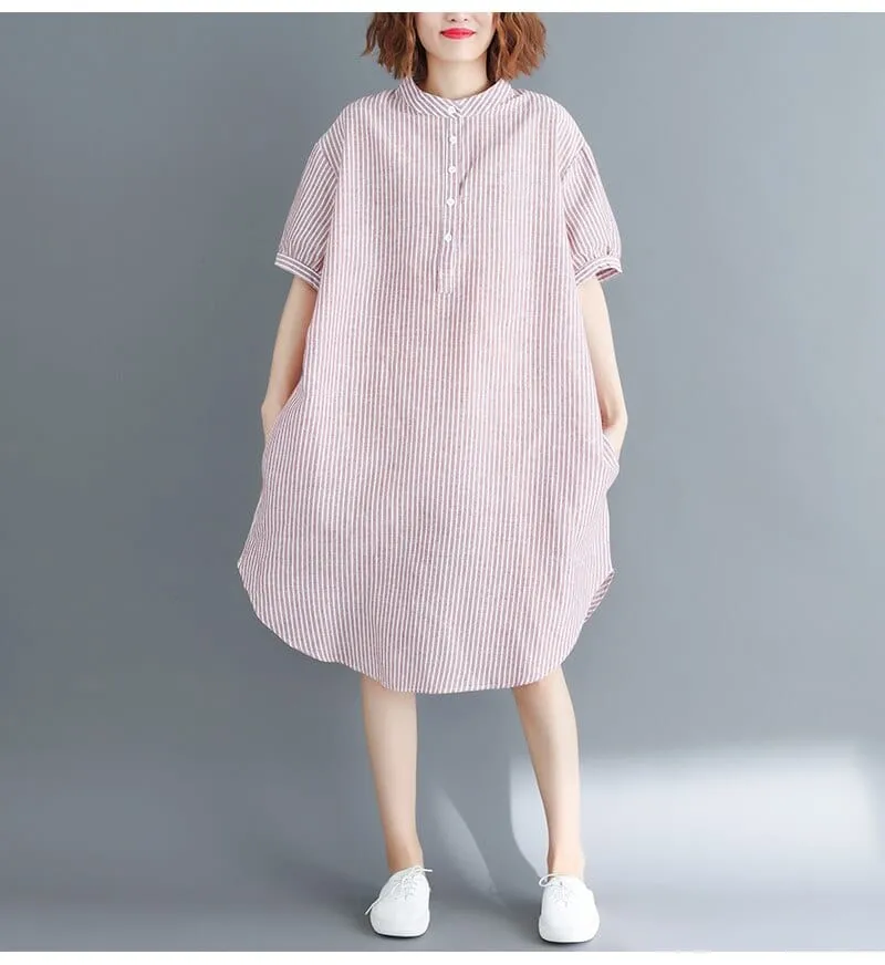 Vintage Striped Oversized Shirt Dress
