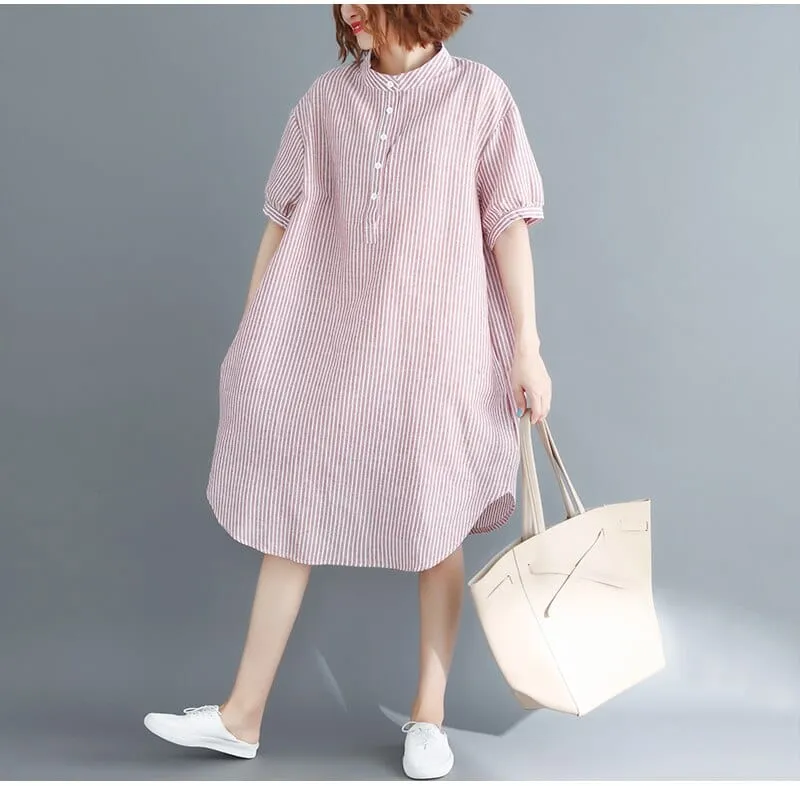 Vintage Striped Oversized Shirt Dress