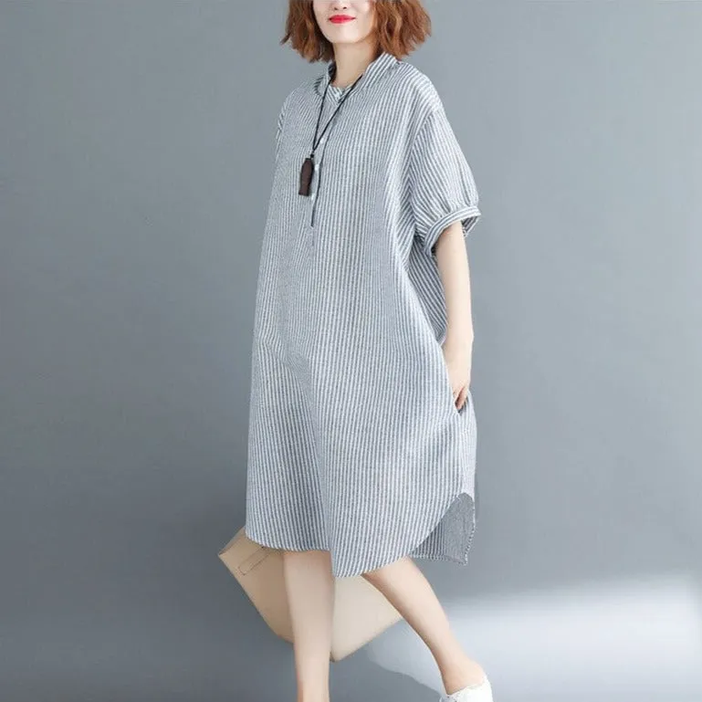 Vintage Striped Oversized Shirt Dress
