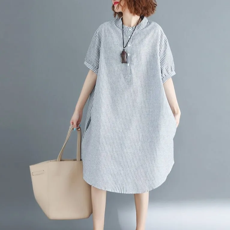 Vintage Striped Oversized Shirt Dress