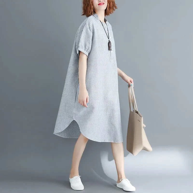 Vintage Striped Oversized Shirt Dress