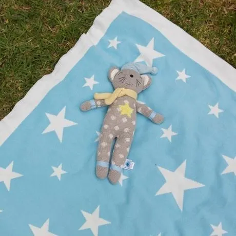 Weegoamigo - Cotton Knitted Blanket - Stellar Pale Blue
