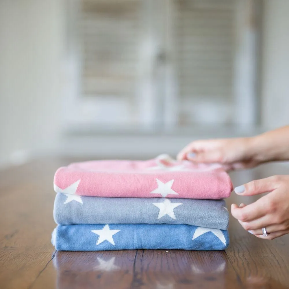 Weegoamigo - Cotton Knitted Blanket - Stellar Pale Blue