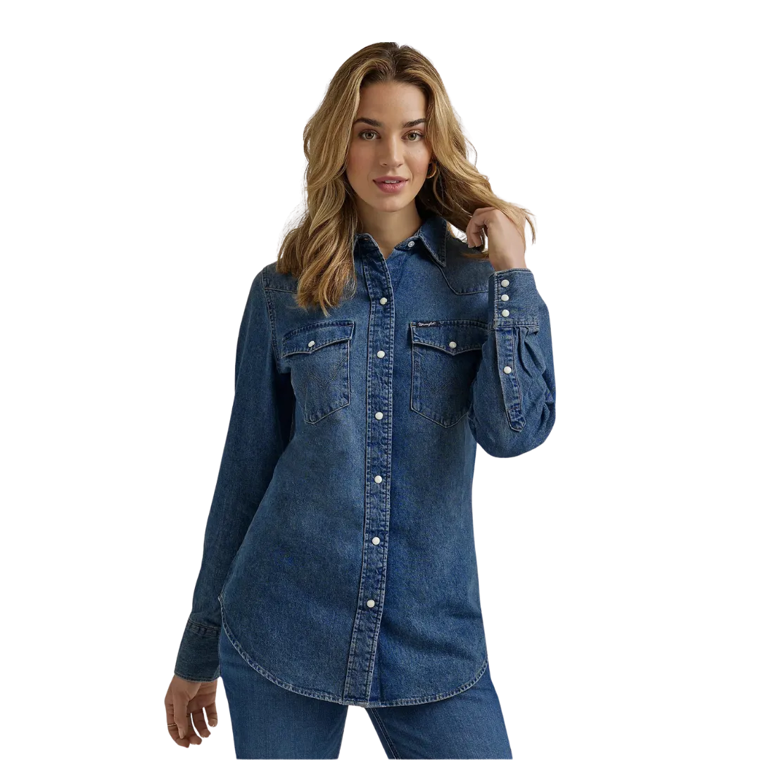 Wrangler Women's Denim Snap Navy Shirt