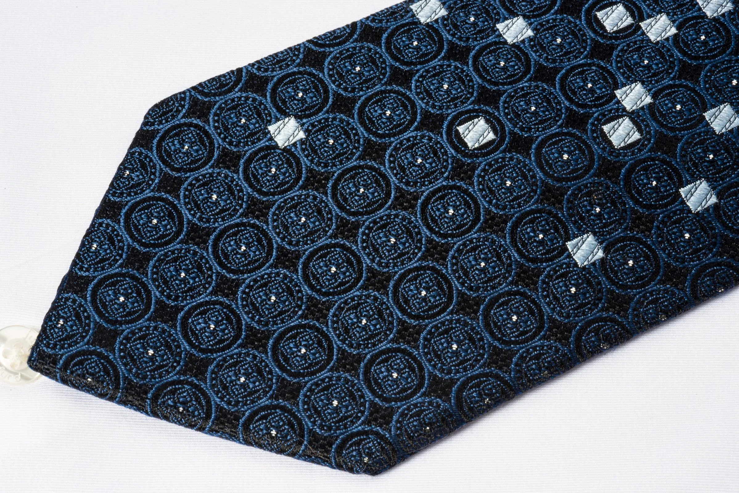 Yezak Silk Rhinestone Necktie Pink Silver Checker On Blue With Sparkles