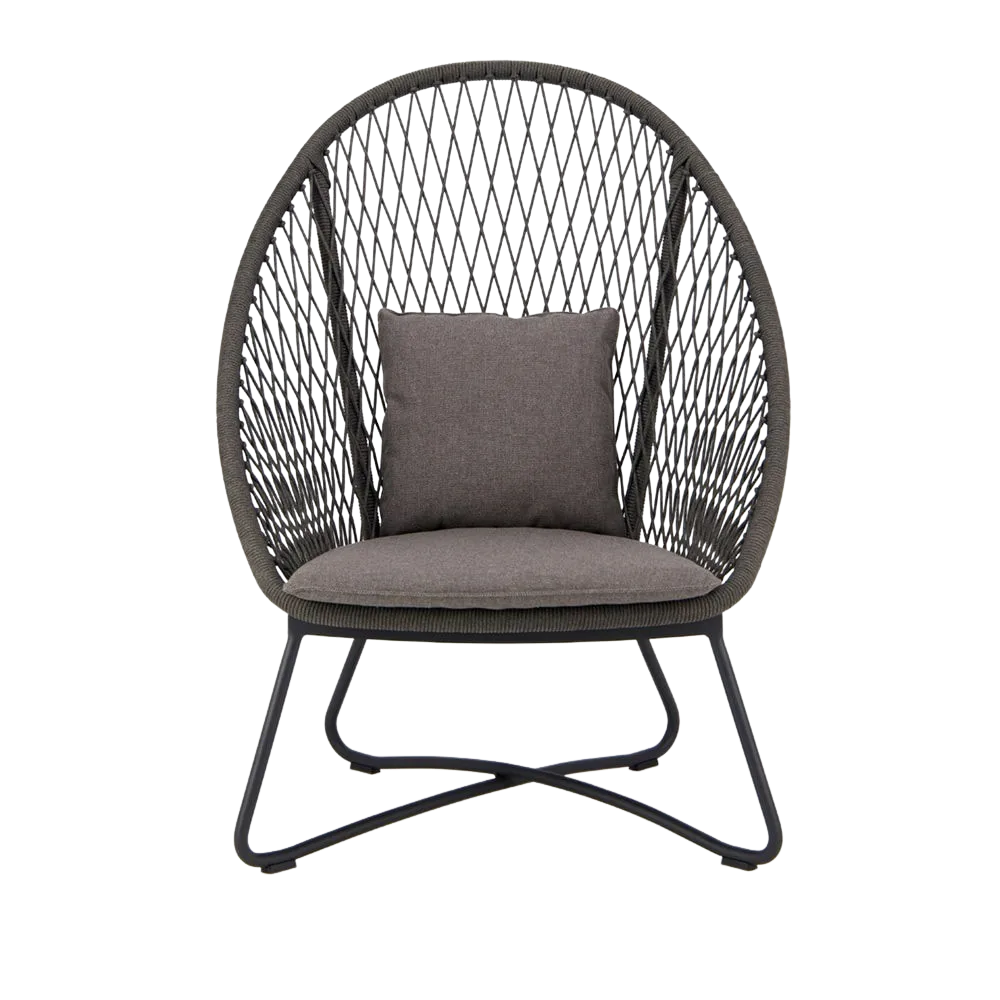 High-Back Zaha Outdoor Lounge Chair with Elegant Cross Weave Design