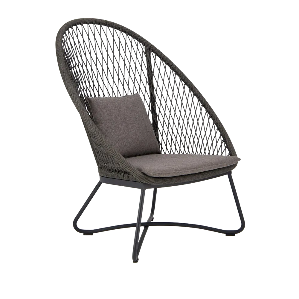 High-Back Zaha Outdoor Lounge Chair with Elegant Cross Weave Design
