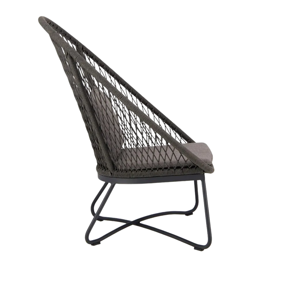 High-Back Zaha Outdoor Lounge Chair with Elegant Cross Weave Design